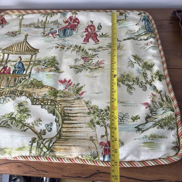 Waverly "Pacific Pavilon" Oriental Toile Designer Pillow Without Instert 21x21.5 - Picture 9 of 10